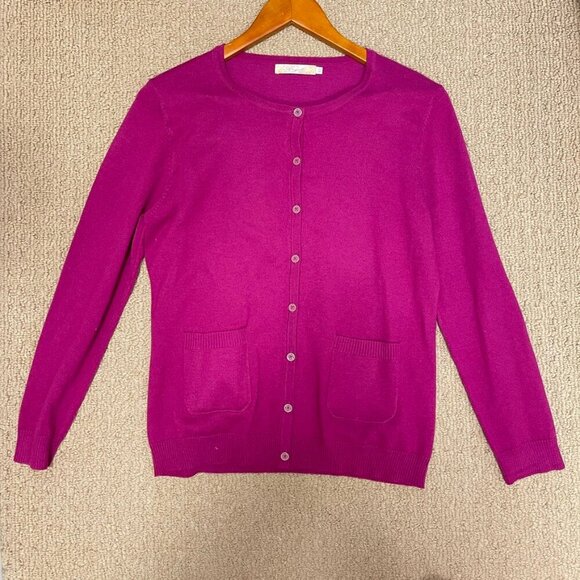Vintage Wool Blend Button Cardigan Magenta - Picture 7 of 10